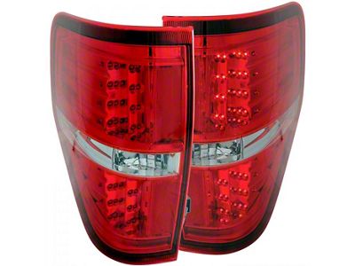 LED Tail Lights; Chrome Housing; Red/Clear Lens (09-14 F-150 Styleside)