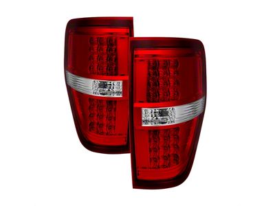 LED Tail Lights; Chrome Housing; Red/Clear Lens (09-14 F-150 Styleside)