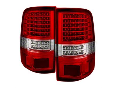 LED Tail Lights; Chrome Housing; Red/Clear Lens (04-08 F-150 Styleside)