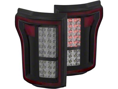 LED Tail Lights; Black Housing; Red Smoked Lens (15-17 F-150 w/ Factory Halogen Non-BLIS Tail Lights)