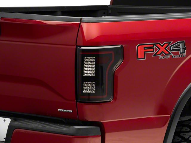 Raxiom LED Tail Lights with Sequential Turn Signals; Black Housing; Smoked Lens (15-17 F-150 w/ Factory Halogen Non-BLIS Tail Lights)