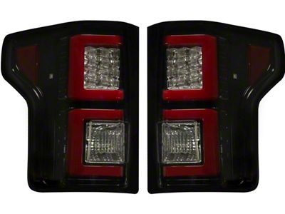 LED Tail Lights; Black Housing; Smoked Lens (15-17 F-150 w/ Factory Halogen Non-BLIS Tail Lights)