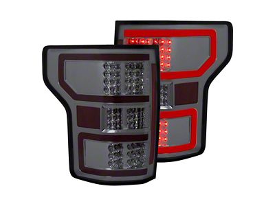 LED Tail Lights; Black Housing; Smoked Lens (18-20 F-150 w/ Factory Halogen Non-BLIS Tail Lights)