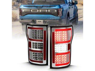 Sequential LED Tail Lights; Chrome Housing; Clear Lens (18-20 F-150 w/ Factory Halogen Non-BLIS Tail Lights)