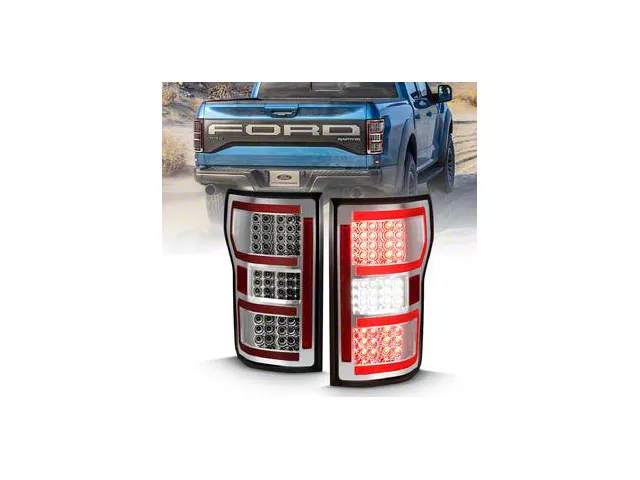 Sequential LED Tail Lights; Chrome Housing; Clear Lens (18-20 F-150 w/ Factory Halogen Non-BLIS Tail Lights)