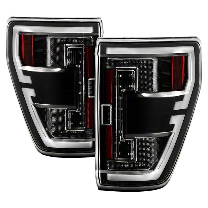 LED Tail Lights; Black Housing; Clear Lens (21-23 F-150 w/ Factory Halogen Tail Lights)