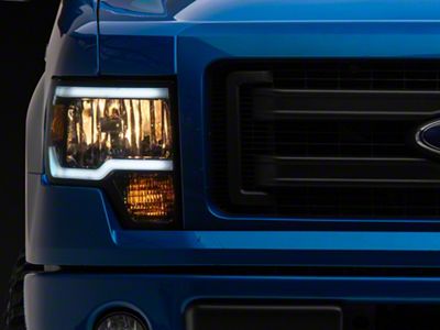 LED Tube Factory Style Headlights; Chrome Housing; Smoked Lens (09-14 F-150 w/ Factory Halogen Headlights)