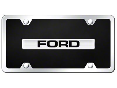 Ford License Plate; Chrome on Black Acrylic (Universal; Some Adaptation May Be Required)