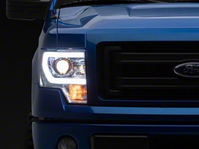 Light Bar DRL Projector Headlights; Chrome Housing; Clear Lens (09-14 F-150 w/o Factory HID Headlights)