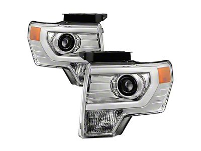 Light Bar DRL Projector Headlights; Chrome Housing; Clear Lens (09-14 F-150 w/o Factory HID Headlights)