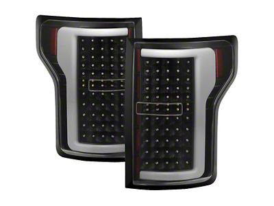 Light Bar LED Tail Lights; Black Housing; Clear Lens (15-17 F-150 w/ Factory Halogen Non-BLIS Tail Lights)