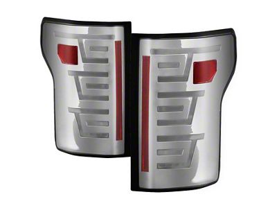 Light Bar LED Tail Lights; Chrome Housing; Clear Lens (15-17 F-150 w/ Factory Halogen Non-BLIS Tail Lights)