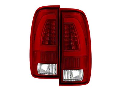Light Bar LED Tail Lights; Chrome Housing; Red Clear Lens (97-03 F-150 Styleside Regular Cab, SuperCab)