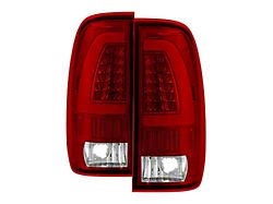 Light Bar LED Tail Lights; Chrome Housing; Red/Clear Lens (97-03 F-150 Styleside Regular Cab, SuperCab)