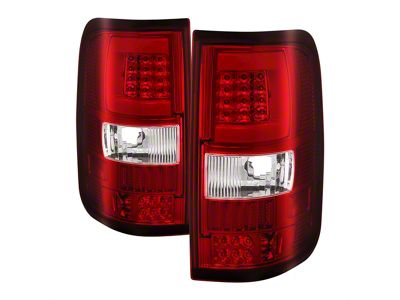 Light Bar Version 3 LED Tail Lights; Chrome Housing; Red/Clear Lens (04-08 F-150 Styleside)