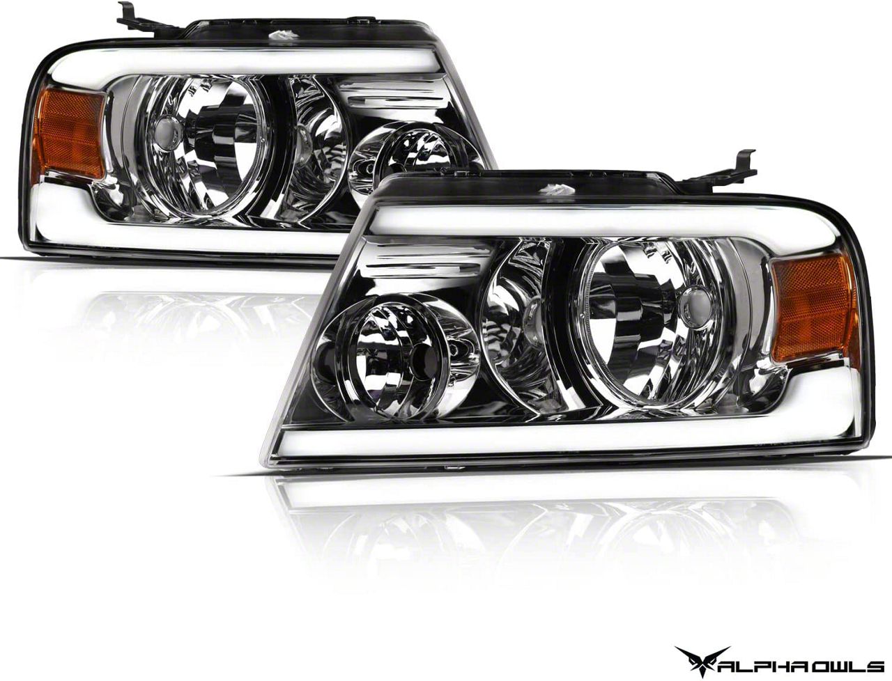LM Series Headlights; Chrome Housing; Clear Lens (04-08 F-150)