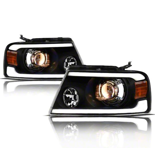 LMP Series Projector Headlights; Black Housing; Clear Lens (04-08 F-150)