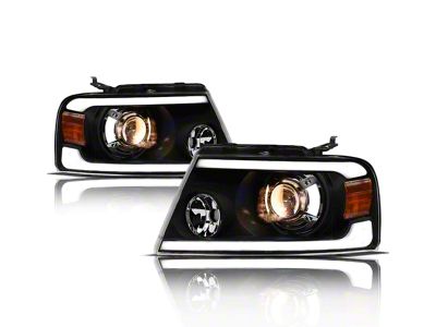 LMP Series Projector Headlights; Black Housing; Clear Lens (04-08 F-150)