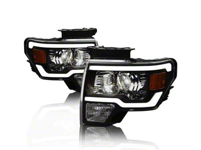 LMP Series Projector Headlights; Black Housing; Clear Lens (09-14 F-150 w/ Factory Halogen Headlights)
