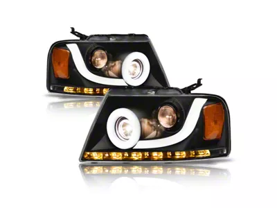 LMP Series Projector Headlights; Black Housing; Clear Lens (04-08 F-150)