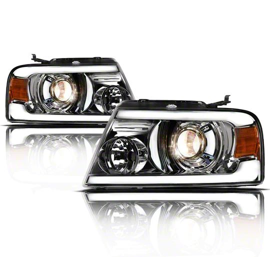 LMP Series Projector Headlights; Chrome Housing; Clear Lens (04-08 F-150)