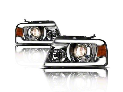 LMP Series Projector Headlights; Chrome Housing; Clear Lens (04-08 F-150)