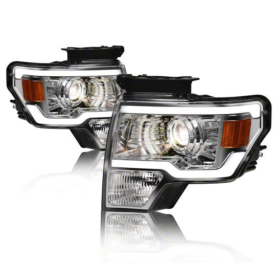 LMP Series Projector Headlights; Chrome Housing; Clear Lens (09-14 F-150 w/ Factory Halogen Headlights)