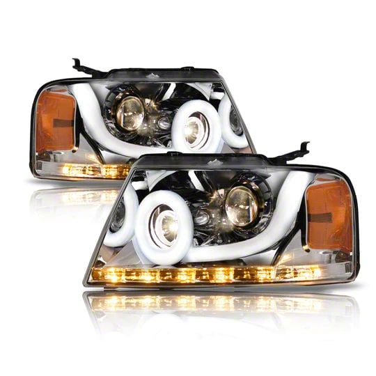 LMP Series Projector Headlights; Chrome Housing; Clear Lens (04-08 F-150)