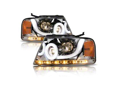 LMP Series Projector Headlights; Chrome Housing; Clear Lens (04-08 F-150)