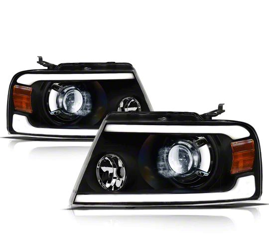 LMX Series LED Projector Headlights; Black Housing; Clear Lens (04-08 F-150)