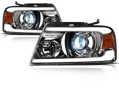 LMX Series LED Projector Headlights; Chrome Housing; Clear Lens (04-08 F-150)