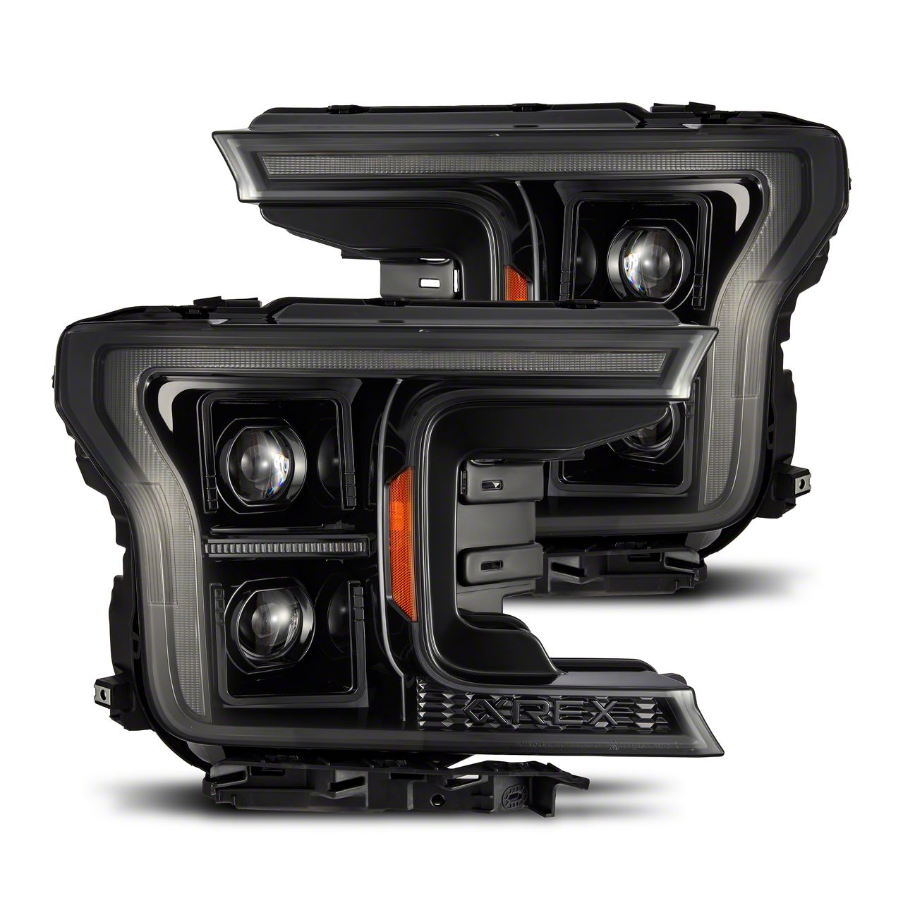 AlphaRex LUXX-Series 14th Gen G2 Style LED Projector Headlights; Alpha Black Housing; Clear Lens (18-20 F-150 w/ Factory LED Headlights)