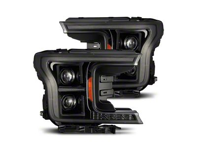 AlphaRex LUXX-Series 14th Gen G2 Style LED Projector Headlights; Alpha Black Housing; Clear Lens (18-20 F-150 w/ Factory LED Headlights)