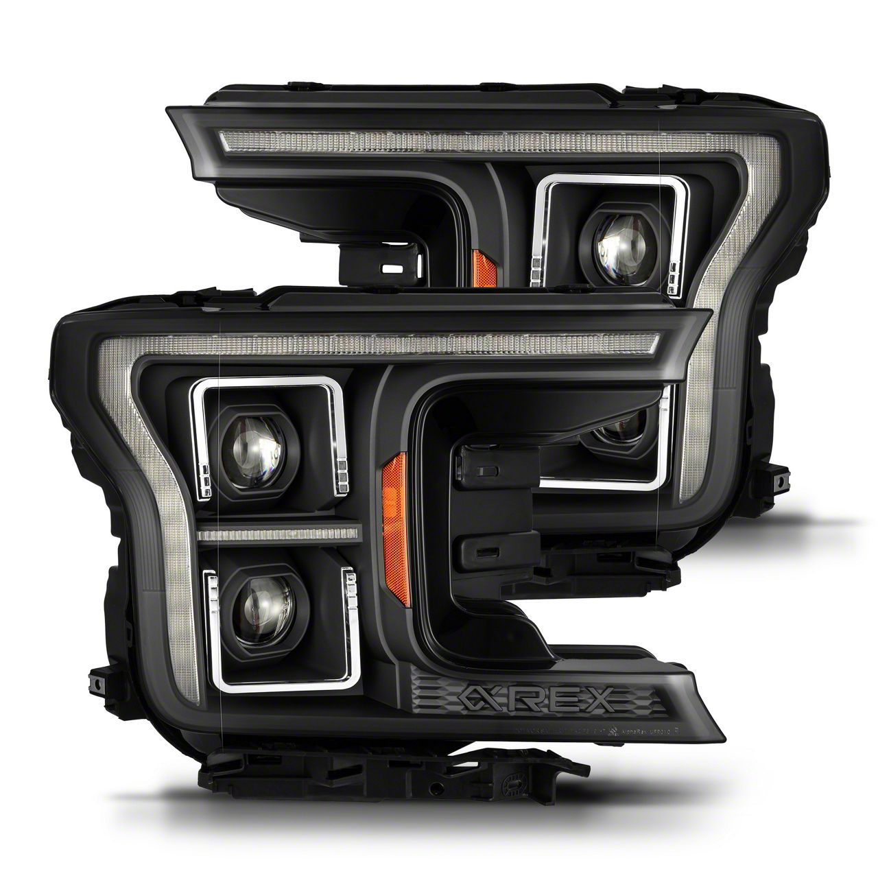 AlphaRex LUXX-Series 14th Gen G2 Style LED Projector Headlights; Black Housing; Clear Lens (18-20 F-150 w/ Factory LED Headlights)