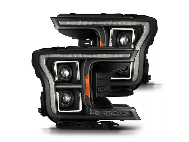 AlphaRex LUXX-Series 14th Gen G2 Style LED Projector Headlights; Black Housing; Clear Lens (18-20 F-150 w/ Factory LED Headlights)