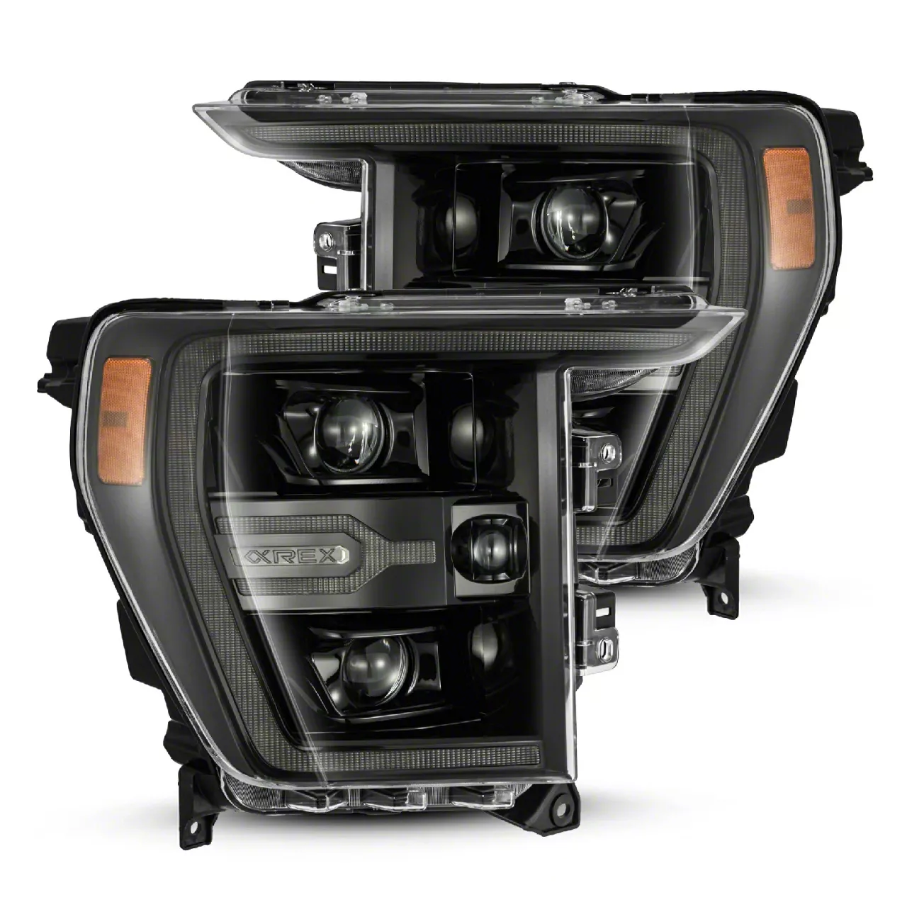 AlphaRex LUXX-Series LED Projector Headlights; Alpha Black Housing; Clear Lens (21-23 F-150 w/ Factory LED Projector Headlights)