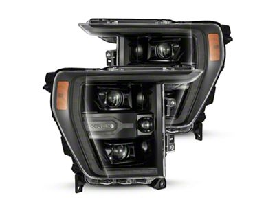AlphaRex LUXX-Series LED Projector Headlights; Alpha Black Housing; Clear Lens (21-23 F-150 w/ Factory LED Projector Headlights)
