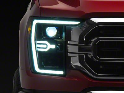 AlphaRex LUXX-Series LED Projector Headlights; Black Housing; Clear Lens (21-23 F-150 w/ Factory LED Reflector Headlights)