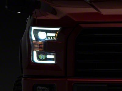 AlphaRex LUXX-Series LED Projector Headlights; Black Housing; Clear Lens (15-17 F-150 w/ Factory Halogen Headlights)