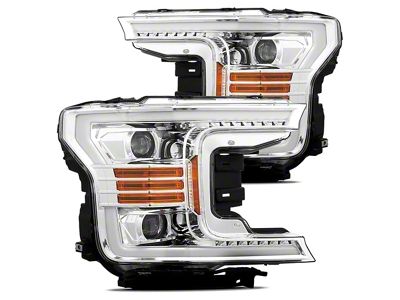 AlphaRex LUXX-Series LED Projector Headlights; Chrome Housing; Clear Lens (18-20 F-150 w/ Factory LED Headlights)
