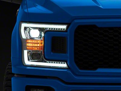 AlphaRex LUXX-Series LED Projector Headlights; Chrome Housing; Clear Lens (18-20 F-150 w/ Factory Halogen Headlights)