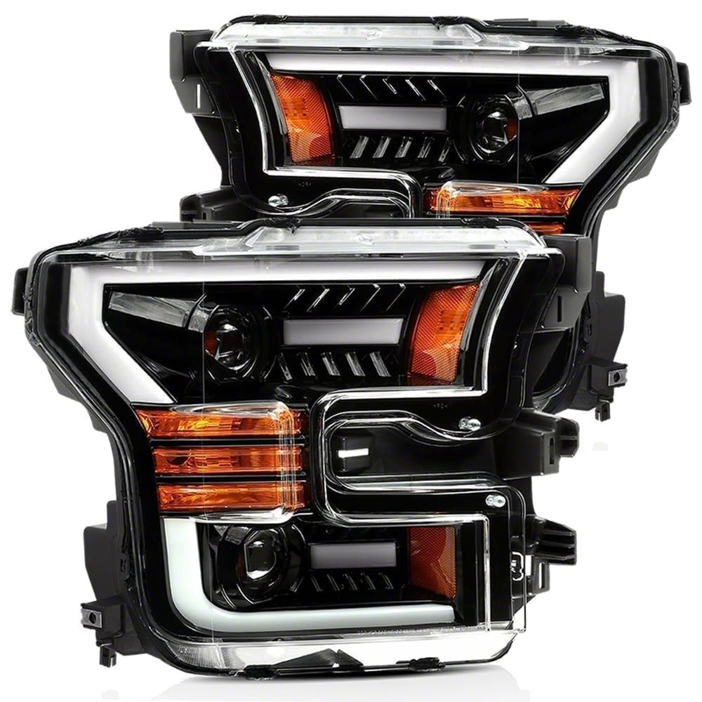 AlphaRex LUXX-Series LED Projector Headlights; Jet Black Housing; Clear Lens (17-20 F-150 Raptor)