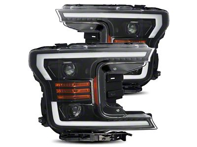 AlphaRex LUXX-Series LED Projector Headlights; Jet Black Housing; Clear Lens (18-20 F-150 w/ Factory LED Headlights)