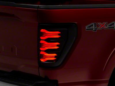 AlphaRex LUXX-Series LED Tail Lights; Black/Red Housing; Smoked Lens (21-23 F-150 w/ Factory Halogen Non-BLIS Tail Lights)
