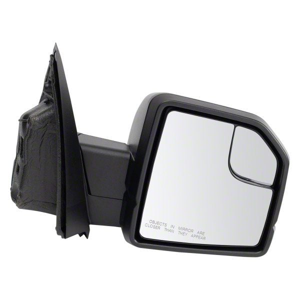 F150 Manual Heated Side Mirror with Puddle Light; Textured Black