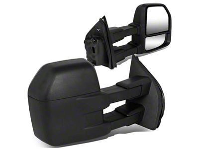 Manual Heated Towing Mirrors; Black (15-18 F-150 w/ 22-Pin Plug)