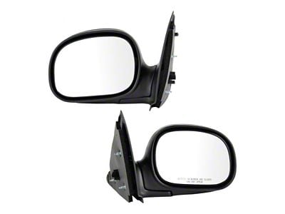 Manual Mirrors; Flat Black (97-01 F-150 Regular Cab)