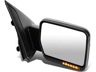 Manual Towing Mirror with Amber LED Turn Signal; Black; Passenger Side (04-14 F-150)