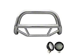 Max Bull Bar with 5.30-Inch Black Round Flood LED Lights; Stainless Steel (04-25 F-150, Excluding Powerstroke & Raptor)