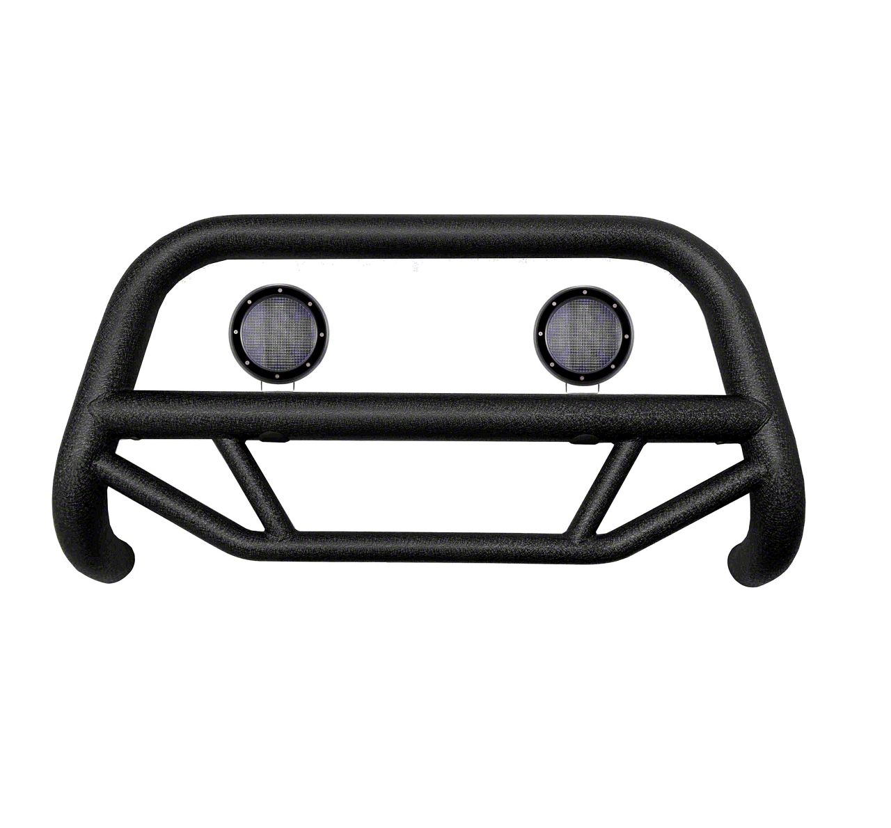 Max T Bull Bar with 5.30-Inch Black Round Flood LED Lights; Textured Black (15-24 F-150, Excluding Raptor)